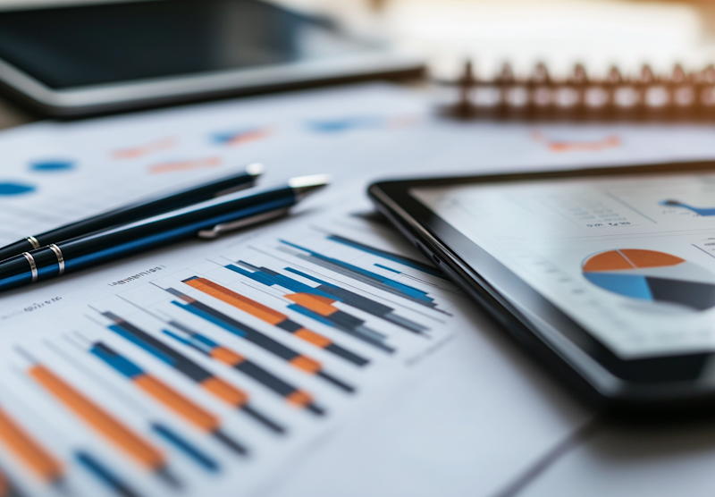 Consultor financiero profesional analizando datos financieros con cliente